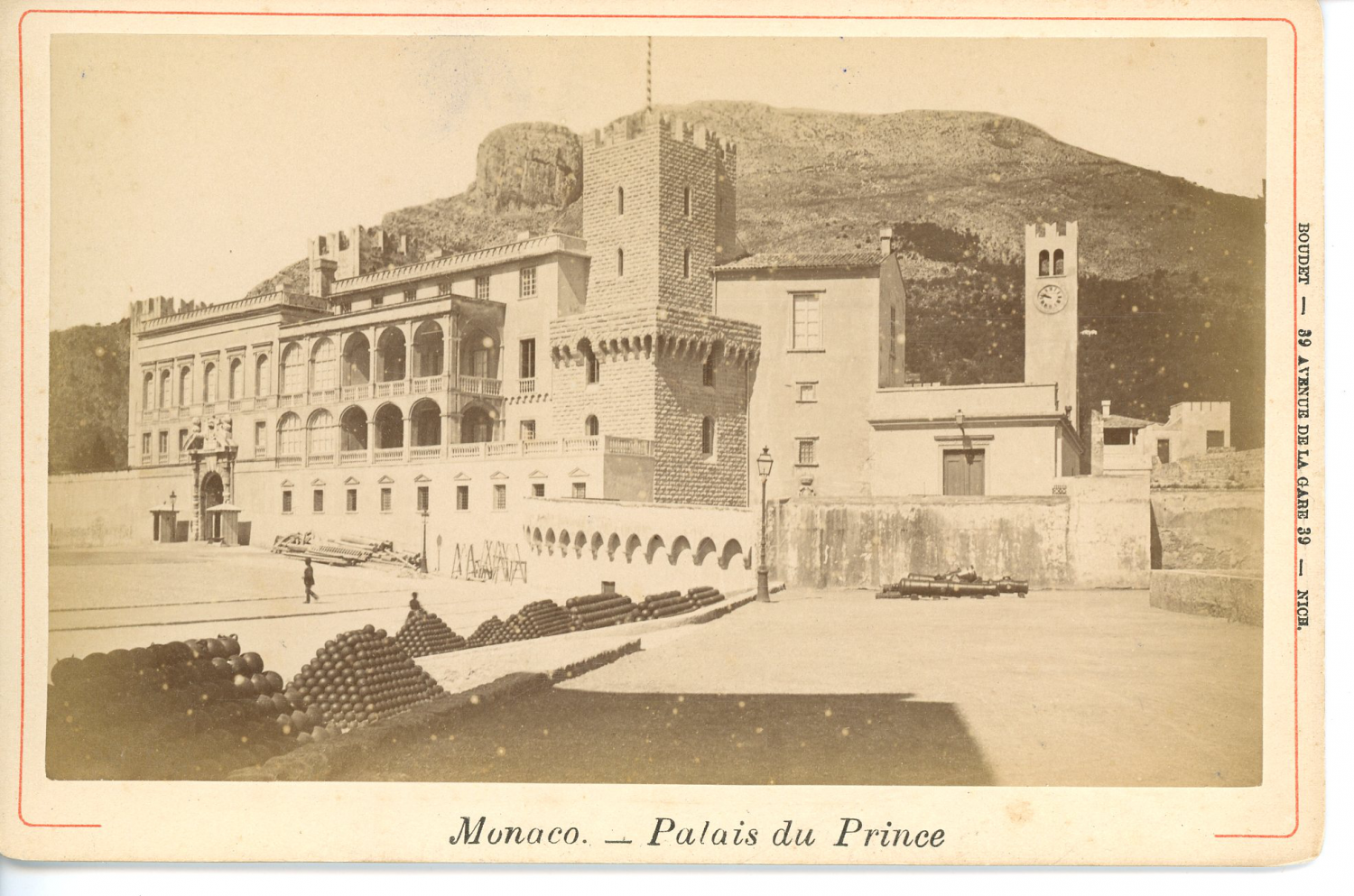 Monaco, Palais du Prince Vintage albumen print. Tirage albuminé 10x15