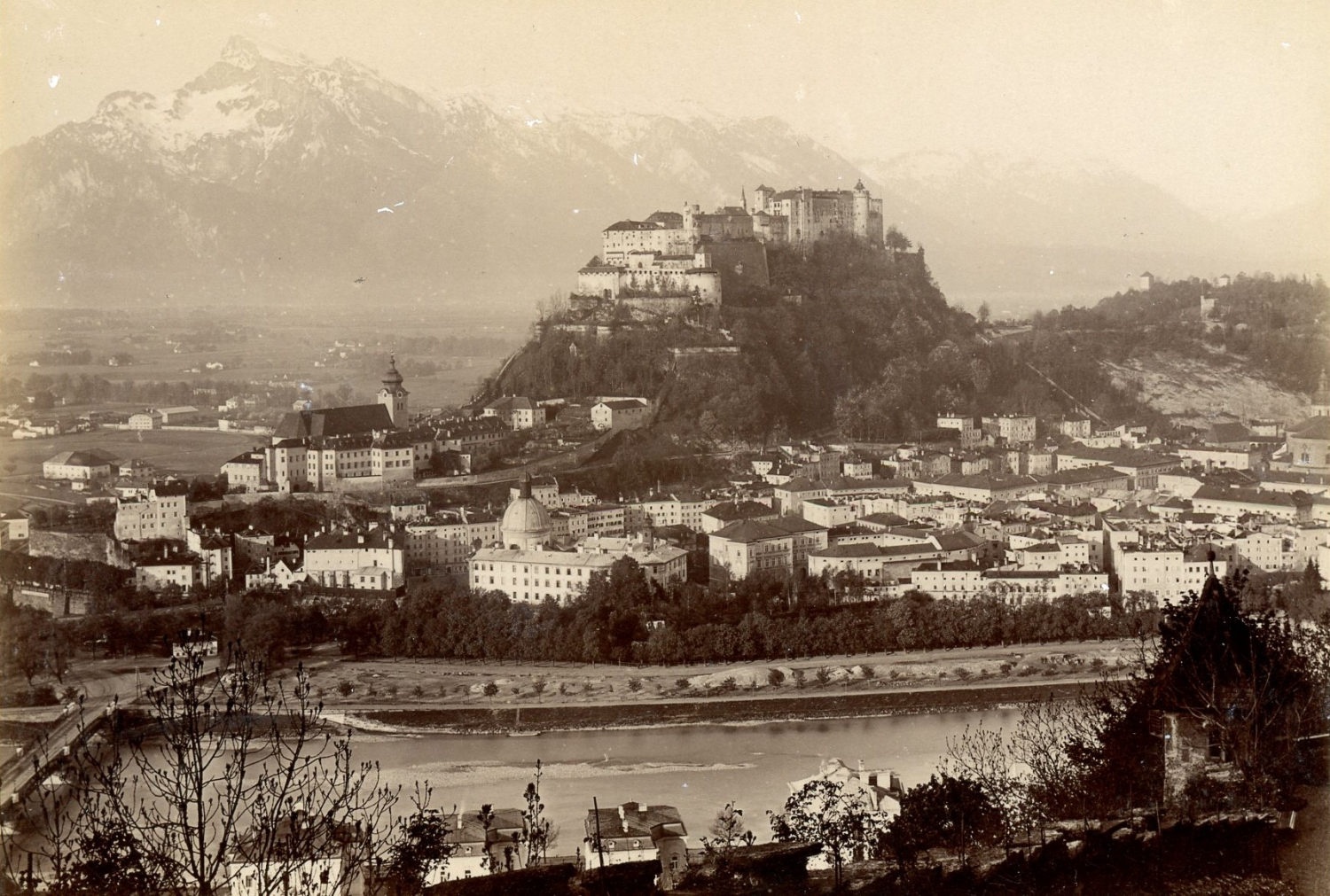 , Salzburg Vintage albumen print. Österreich Tirage albuminé 10X15