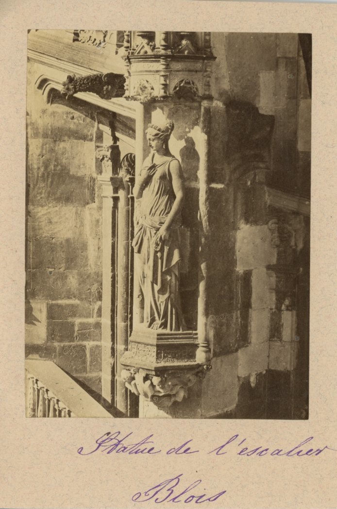 Château DE Blois Statue DE L 039 Escalier Vintage Albumen Prin