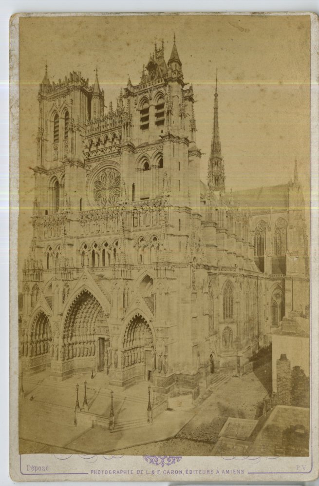 France, Amiens, The Cathedral Vintage Albumen Print, France Drawing 