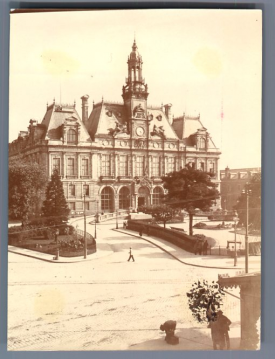 France, limoges, city hall vintage citrate print. haute-vienne drawing ...