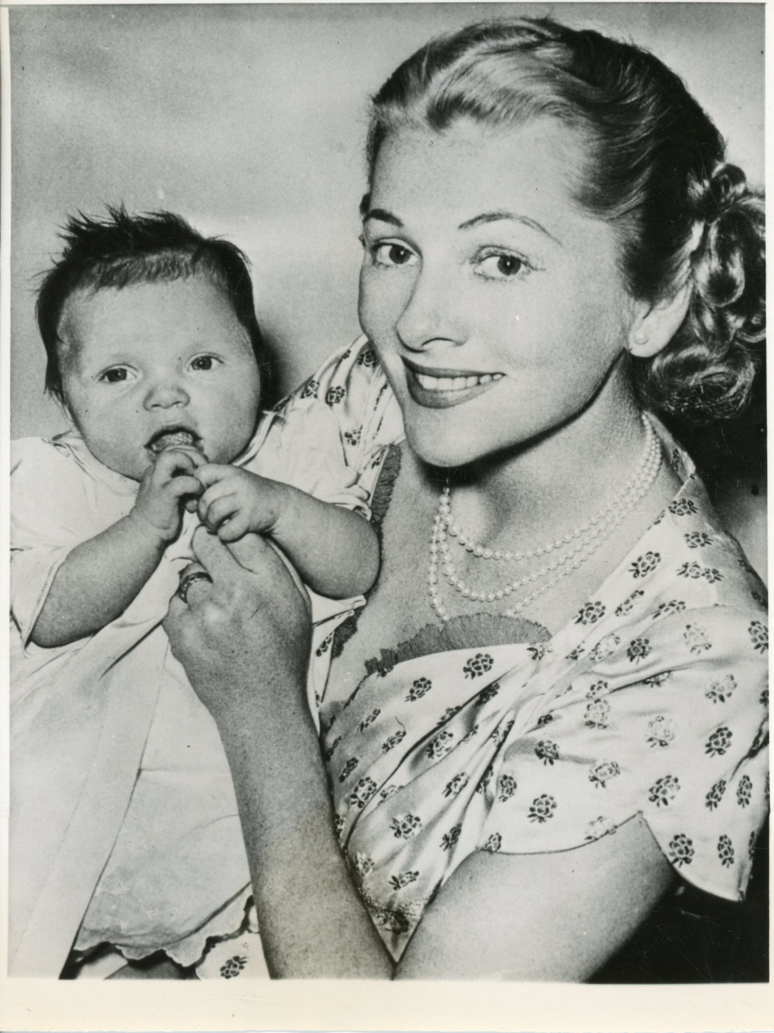 Actress joan fontaine with her daughter, 1949, vintage silver print ...