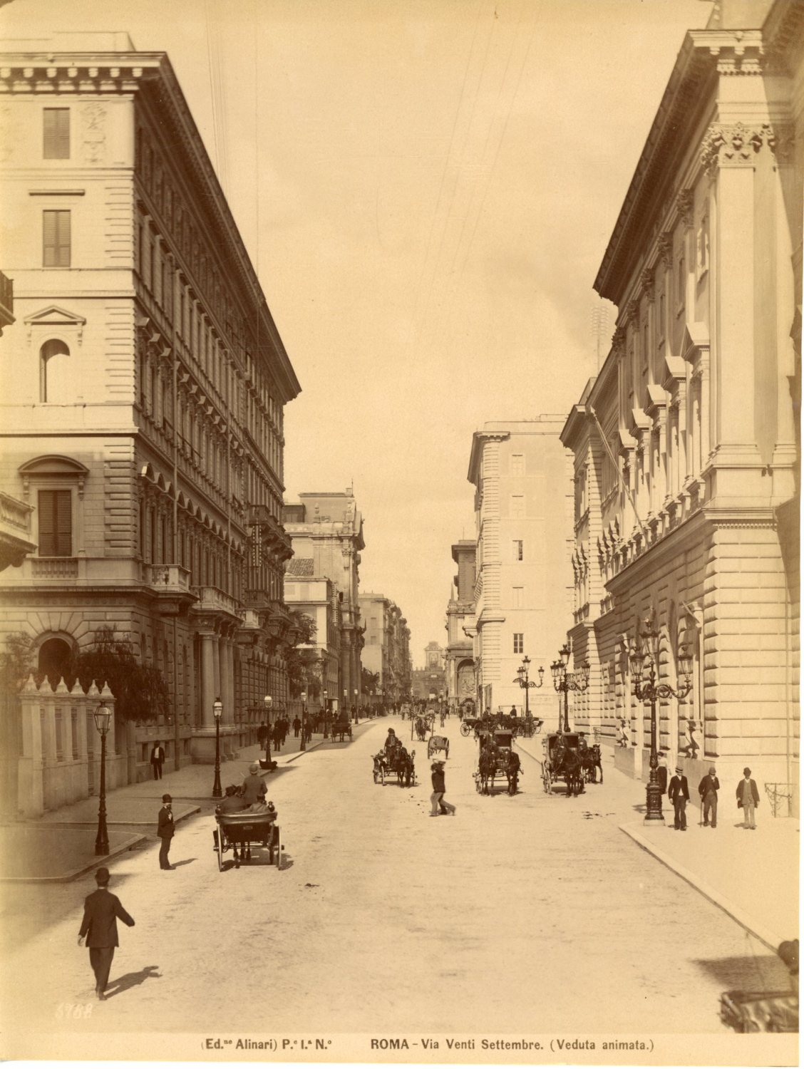 Alinari. Italy, roma, via venti settembre vintage albumen print tirage