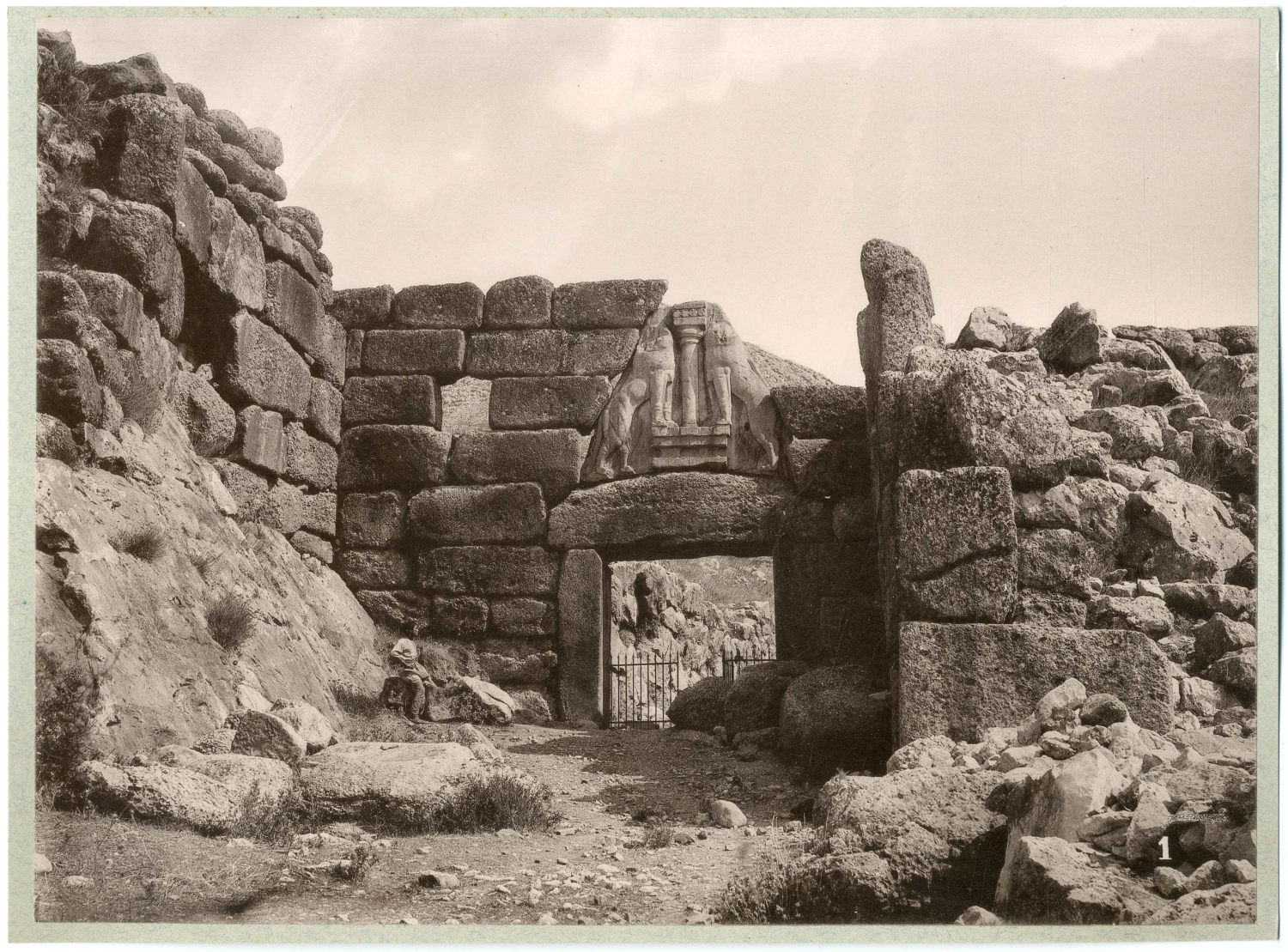 Greece, mycenae, la porte des lions, general view vintage albumen print ...