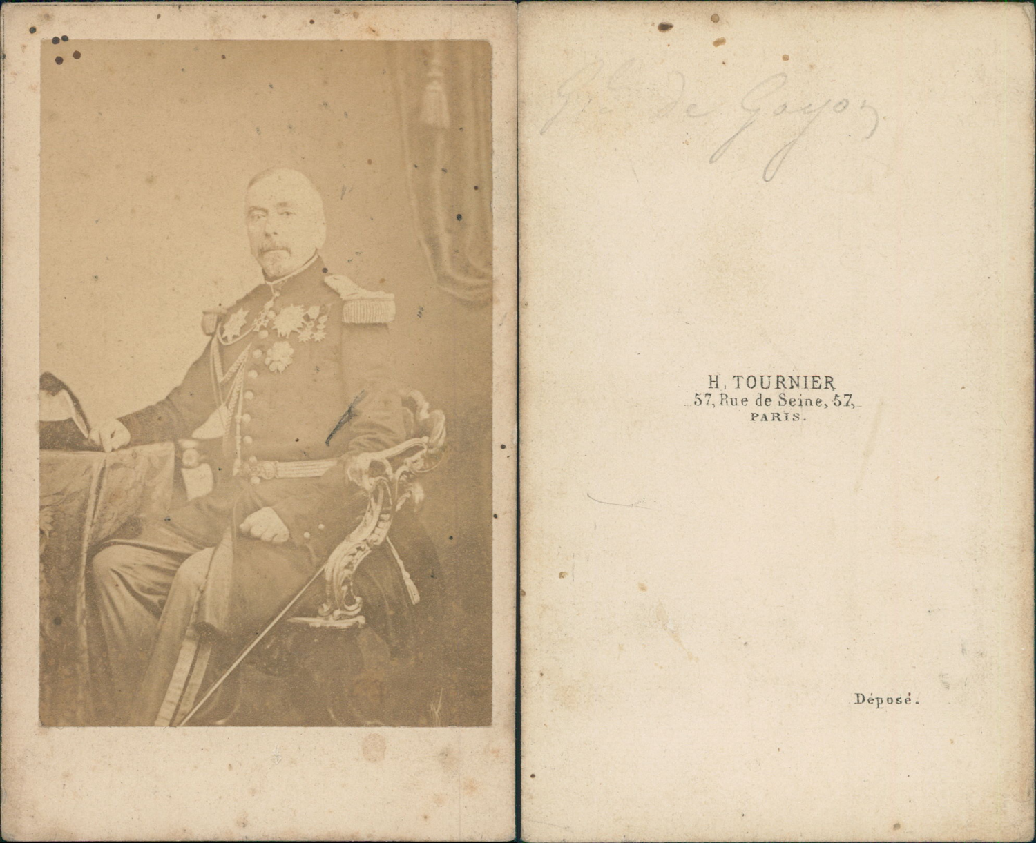 Tournier Paris General De Goyon Vintage Cdv Albumen Carte De Visite Charles Ebay